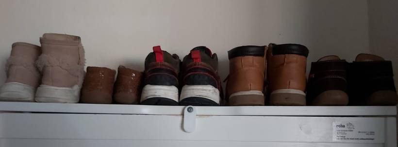A row of children's shoes 